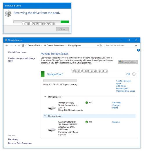 Come eliminare un'unità dal pool di archiviazione in Spazi di archiviazione su Windows 10