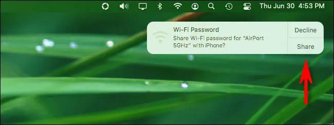 MacからiPhoneにWi-Fiパスワードを共有する方法
