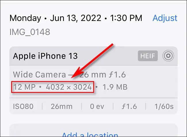 Comment afficher la taille (résolution) d'une image sur iPhone